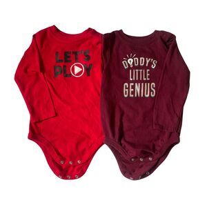 Boy's Bodysuit 24M 2-Pc Snap Close Long Sleeve Graphic Daddy's Little Genius